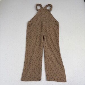Floral Corduroy Overalls Wide Leg Mini Ditsy Print Brown STORIA Size M Jumpsuit